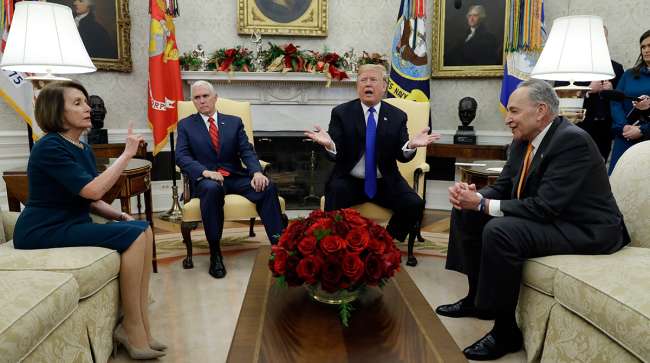 A contentious meeting between President Trump, incoming House Speaker Nancy Pelosi and Senate Minority Leader Chuck Schumer