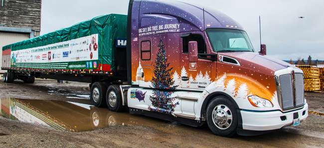 The 2017 Capitol Christmas tree is traveling on this specially decorated Kenworth T680