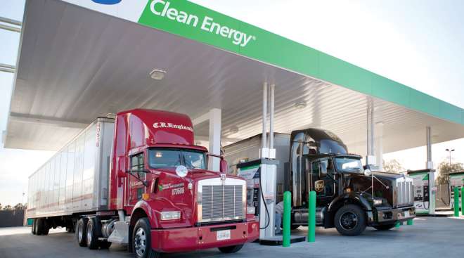 Trucks at Clean Energy Fuels station
